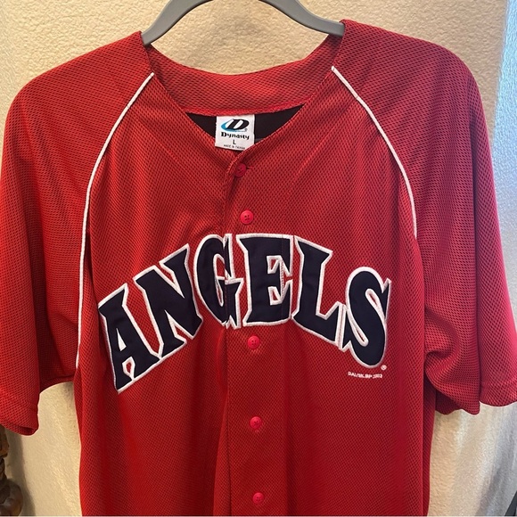 Vintage Angels Red 2003 Baseball Embroidery Buttoned Jersey Size Large - Picture 2 of 8